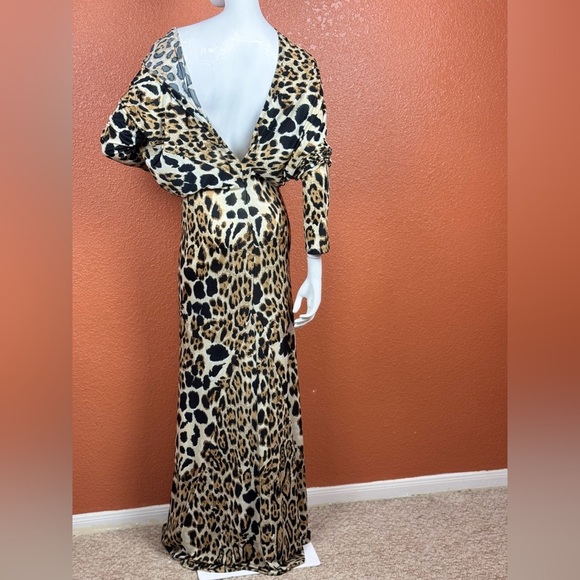 Va Va Voom leopard animal print LONG maxi dress Size Medium Large. E92 - Picture 11 of 16